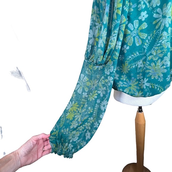 Free People “Sea Combo” Swiss Dot Sheer Blouse Balloon Sleeves Oversized… - Picture 6 of 16